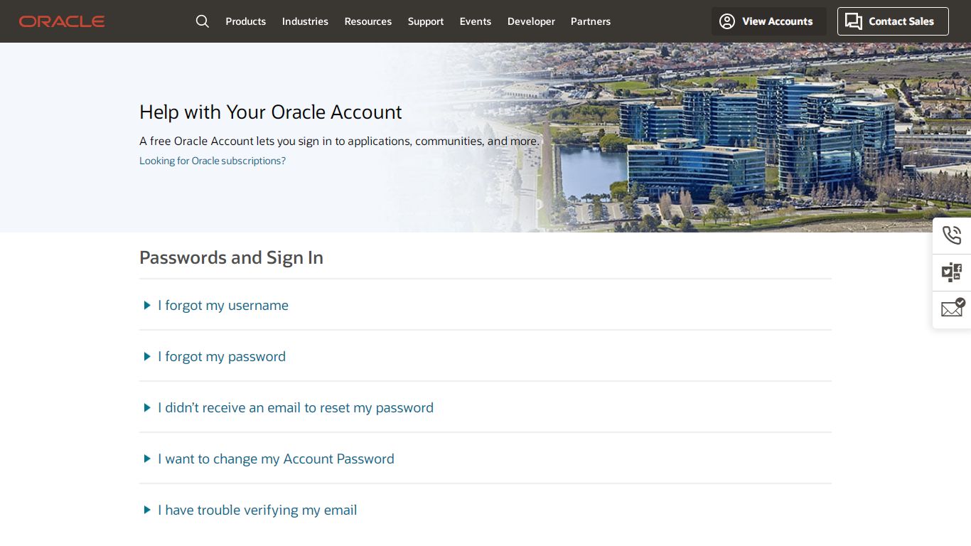About Your Oracle Account